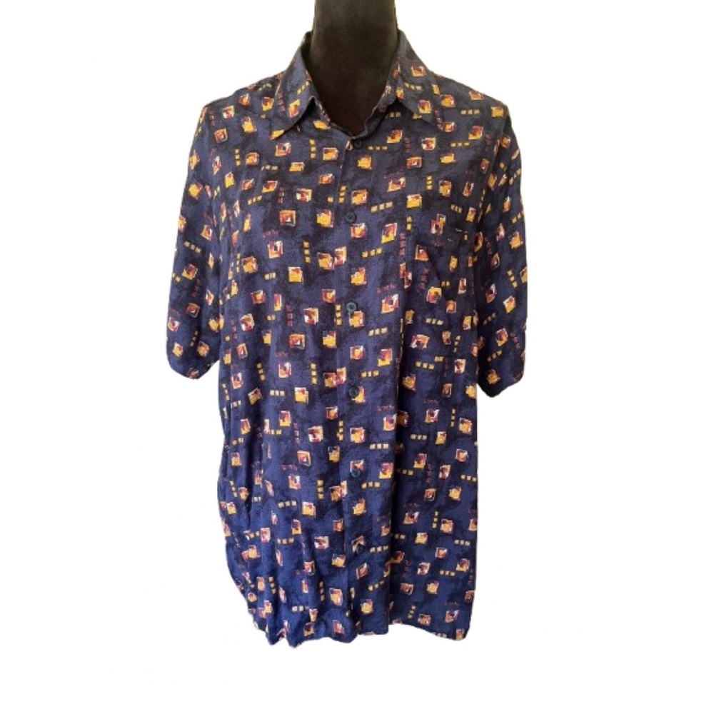 Men's Blue Patterned Shirt